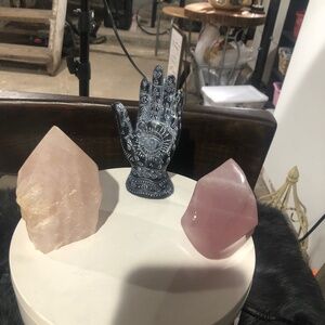 M Rose Quartz Large Point And Flame Crystals